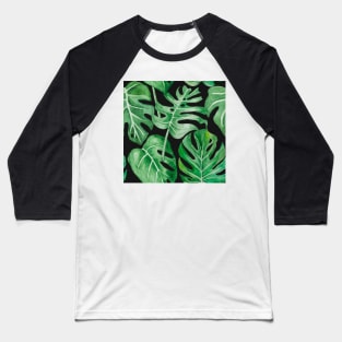 Monstera deliciosa leaves pattern Baseball T-Shirt